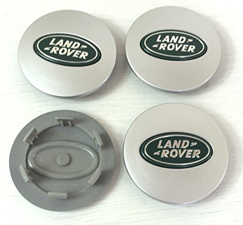 4 x Land Rover 63 mm Buje Tapas Buje Tapa Tapacubos Llanta Tapa Plata/Verde Logo