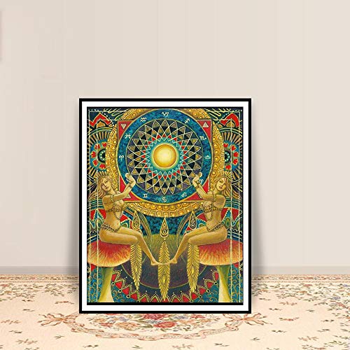 adgkitb canvas Rueda de la Fortuna Tarot Art Pagan Myth Psychedelic Gypsy Goddess Art Mural 40x60cm SIN Marco