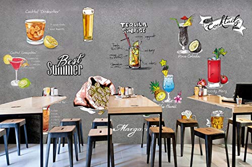 Afashiony Papel Pintado Mural 3D Personalizado Bar Informal Restaurante Bebida Fría Té Lácteo Café Fondo Decoración De La Pared Papel Tapiz-350Cmx245Cm