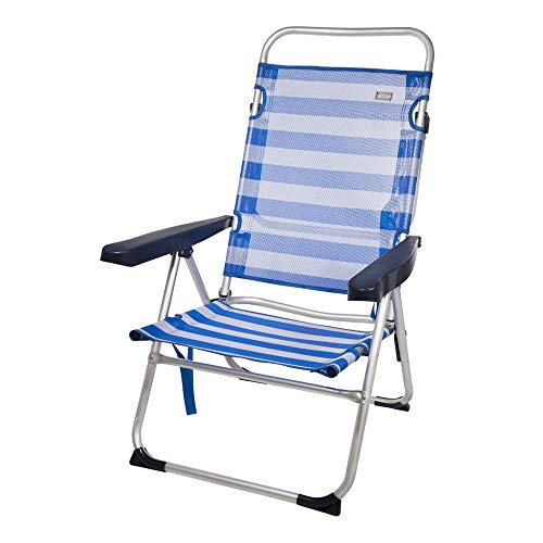 Aktive 53956 Silla Plegable multiposición Aluminio Beach, 50 x 64 x 100 cm, Azul