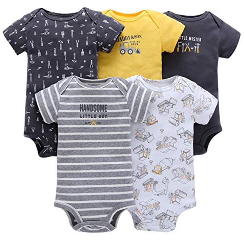 Body Bebé-Niños Pack de 5 - Mono Mameluco Manga Corta para Trajes Baño Ropa de Verano Algodón Pelele Coche 18-24 Meses