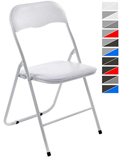 CLP Silla De Conferencia Felix con Estructura de Metal I Silla para Academias Plegable I Silla Plegable con Respaldo & Sin Reposabrazos I Color: Blanco/Blanco