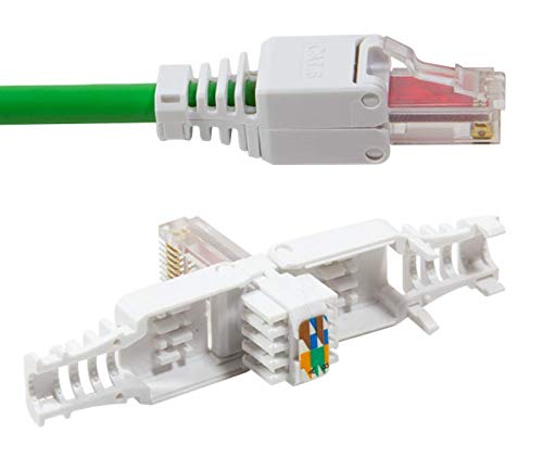 Conector de Odedo®, 2 unidades, categoría 6, UTP RJ45, para cable de conexión, prolongación de 6,3 mm, AWG 23-26 montaje sin herramientas, contactos dorados