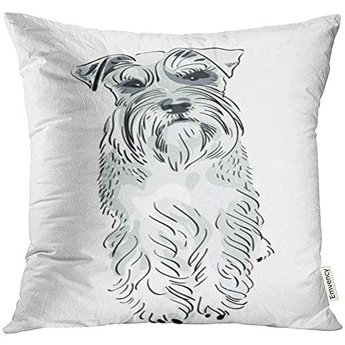 Funda de Almohada para Perros Raza de Perro Schnauzer Miniatura Color de Sal y Pimienta Decoración seriamente Cuadrados