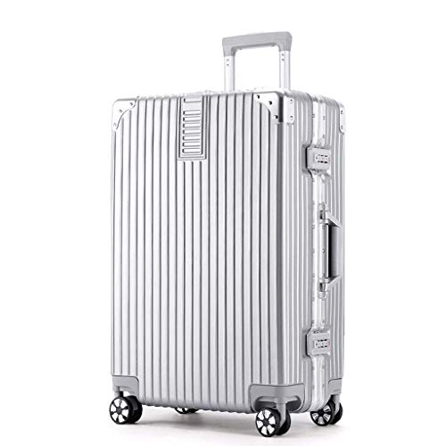 HUANGA Maleta HUANGA Maleta de Aluminio Caja de la Carretilla del Marco Rueda Universal 20 Estudiante Caja de la contraseña compartida 24 Cajas de 26 Pulgadas (Color : Silver, tamaño : 20 Inches)