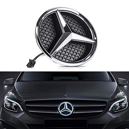 Logotipo de la Parrilla Delantera del Coche de la Estrella Emblema de LED Iluminado para Mercedes Benz C/GLK/B Clase Y Más Centro Delantero luz de la divisa de la lámpara,White Light