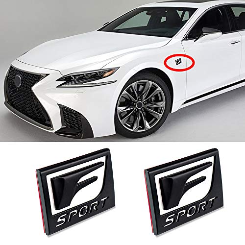 L&U Placa Fender Logo 2X F-Sport Emblema del Coche Delantero Izquierdo Lado Derecho de la Etiqueta engomada para Lexus CT IS ES GS GX NX LS LX RX LC GS300 RX300,Matt Black,Small