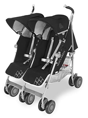 Maclaren Twin Techno Silla de paseo doble - ligera, para recién nacidos hasta los 50kg, encaja a través de la mayoría de las puertas, Capota extensible con UPF 50+