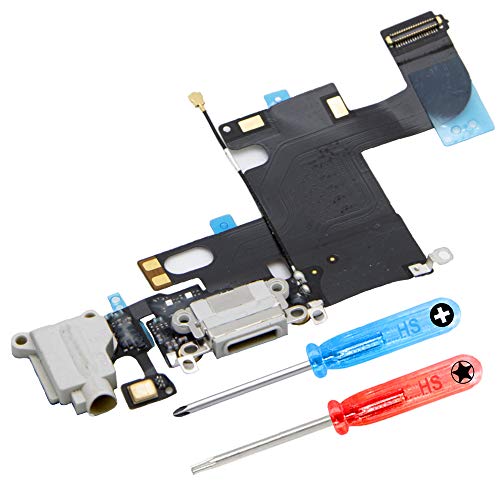 MMOBIEL Repuesto Conector Dock de Carga Compatible con iPhone 6 (Negro/Space Grey), Incl. 2 X Destornilladores