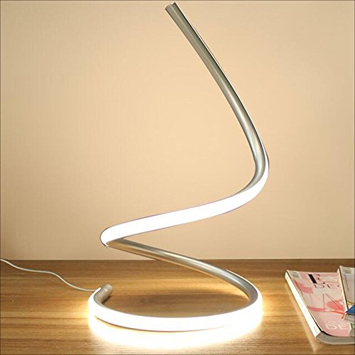Modeen 40W Lámpara de Mesa LED Espiral lámpara de Escritorio Moderna del LED lámpara de cabecera del Dormitorio acrílico Elegante Sala de Estar del Dormitorio (Silver)