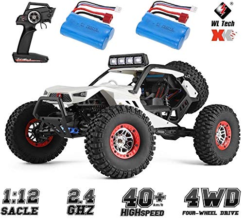 MODELTRONIC Coche Radio Control eléctrico Wltoys 12429 Escala 1/12 emisora 2.4G 4x4 Alta Velocidad 50km/h Crawler Desert Offroad Buggy vehículo con luz LED / Incluye 2X baterías LIPO