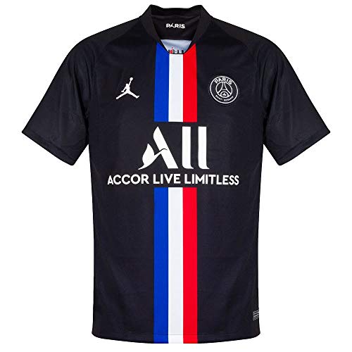 NIKE PSG M Nk BRT Stad JSY SS 4r Camiseta de Manga Corta, Hombre, Black/(White) (Full Sponsor), L