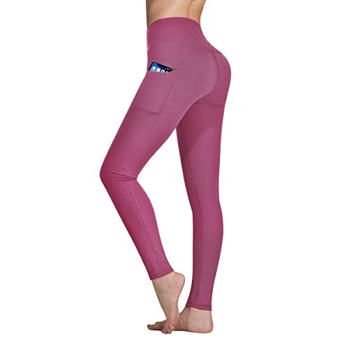 Occffy Cintura Alta Pantalón Deportivo de Mujer Leggings para Running Training Fitness Estiramiento Yoga y Pilates DS166 (Rosa begonia, XS)