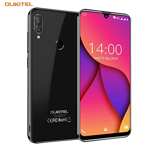 OUKITEL C16 Pro Dual 4G Smartphone Libre, Android 9.0 Quad-Core Teléfono móvil,3GB RAM+ 32GB ROM,5.71" HD+ 19:9 IPS Waterdrop Pantalla,Cámara 8MP+5MP,Batería 2600mAh,Face ID+Fingerprint+GPS (Negro)