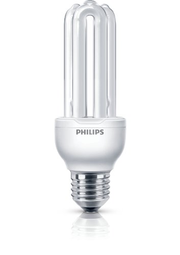 Philips Economy - Bombilla de tubo de bajo consumo (18 W, E27, De U, A, 6000 h, 1100 lm), 	Blanco