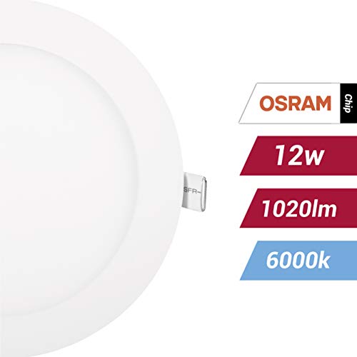 POPP- （Pack x 2 ）downlight led Placa LED redondo.12W luz fria .chip OSRAM (6000K, 12W)[Clase de eficiencia energética A+]