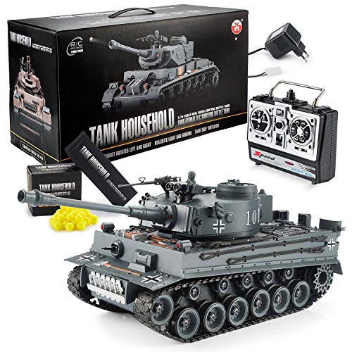 RC Tigre alemán I 2.4GHz R/C Tank 1:16 Modelo con función de disparo, sonido - RTR