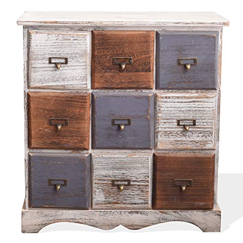 Rebecca Mobili Cajonera con 9 cajones, gabinete Blanco, Madera, Shabby Chic, Dormitorio vestidor- Medidas: 63 x 60 x 23 cm (AxANxF) - Art. RE4077