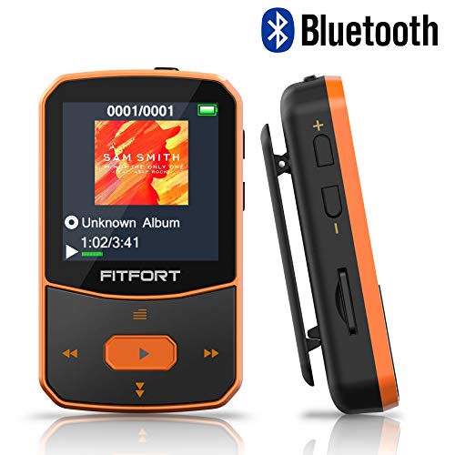 Reproductor MP3 Bluetooth 4.1 - MP3 Bluetooth Running, Sonido de Gama Alta, Radio FM, Grabación de Voz, E-Book, Podómetro, Pantalla de Color de 1.5 Pulgadas, Soporte hasta 128GB Tarjeta
