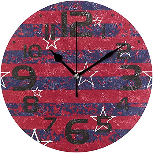 sam-shop Reloj de Cocina Big Red Graffiti Sars Silent Vintage Reloj de Pared Redondo de Madera