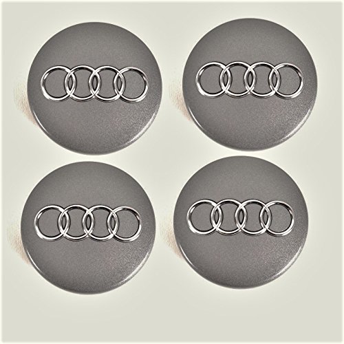 Tapas de buje 4B0601170 para Audi, set de 4 piezas gris metálico 60 mm, juego de 4 x unidades, tapacubo, llanta, tapa para llanta