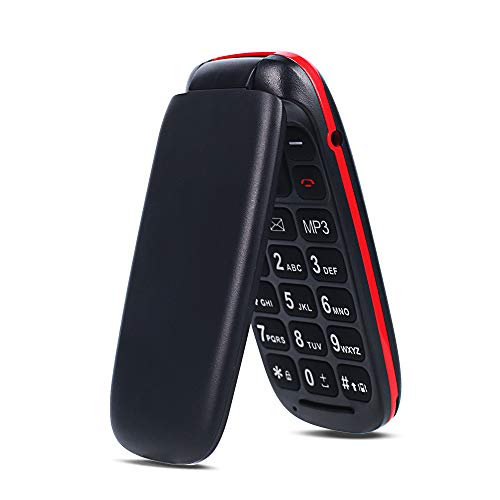 ukuu 1,8" Teléfono móvil Unlock con Tapa para Personas Mayores 800mAh Teclas Grandes gsm Dual SIM Fácil de Usar para Ancianos Negro F200