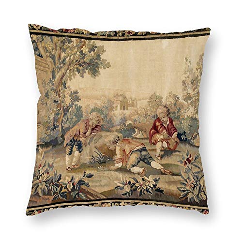 VinMea Fundas de almohada decorativas Aubusson, diseño de tapiz francés antiguo, funda de cojín, cuadrada, 55,88 x 55,88 cm