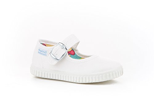 Zapatillas Merceditas de Lona para Niñas, Angelitos mod.123, Calzado Infantil Made in Spain, Garantia de Calidad. (23, Blanco)