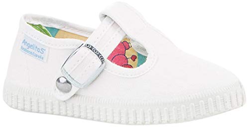 Zapatillas Pepito de Lona para Niños, Angelitos mod.122, Calzado infantil Made in Spain, Garantia de Calidad. (21, Blanco)