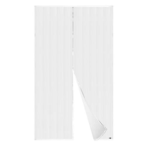 Apalus Cortina Mosquitera Para Puertas. Tejido Súper Fino Para Dejar Pasar El Aire.Cierre Magnético Automático Que Evita el Paso de Insectos. Fácil de Ensamblar (140x240 Blanco)