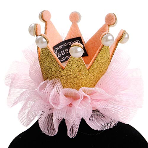 BGDRR Encaje Princesa Corona Perro Gato Mascota Pinza de Pelo Boda Fiesta de cumpleaños fotografía decoración Suministros for Mascotas Regalo for Gatito Cachorro (Color : Golden)