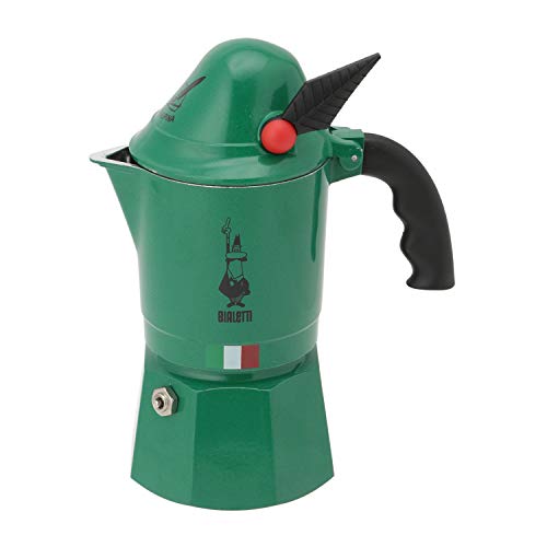 Bialetti Moka Express Alpina Cafetera Italiana Espresso, 3 Tazas, Aluminio, Verde