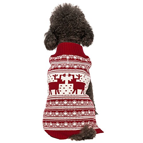 Blueberry Pet - Suéter Festivo de Navidad con diseño de Renos Rojos y Texto en inglés Holiday Festive Dog, Longitud de Espalda de 50,8 cm, Paquete de 1 Ropa para Perros