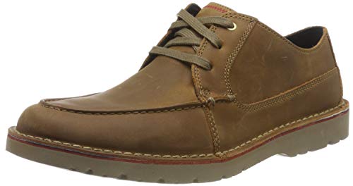 Clarks Vargo Vibe, Zapatos de Cordones Derby para Hombre, Braun Dark Tan Lea Dark Tan Lea, 39.5 EU