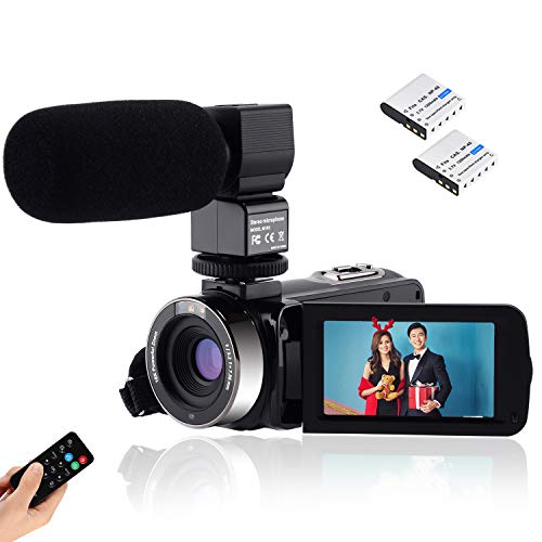 CofunKool Video Camara 1080P Videocámara 24MP FHD Vlogging Camara para Youtube, 270 ° Flipping 3.0"Pantalla táctil IPS con micrófono Externo Control Remoto