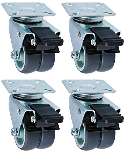 com-four® 4 Ruedas para atornillar/Ruedas giratorias para Muebles 2X con y 2X sin Cabeza giratoria, Rollos de Mesa/Ruedas de Armario para Muebles (004 Piezas - 50mm 400kg Doble Rollo)