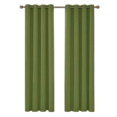 Deconovo Cortinas Opacas con Aislamiento Térmico para Sala de Estar Oficina Hotel Ventanas con Ojales 2 Paneles 140 x 280 cm Verde