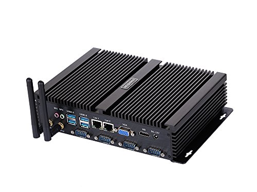 Fanless Industrial PC,Mini Computer,Windows 7/10 Pro/Linux Ubuntu,Intel Celeron 1007U,(Black),[HUNSN IM02],[64Bit/Dual Band WiFi/1VGA/1HDMI/4USB2.0/4USB3.0/2LAN/4COM],(Barebone System)