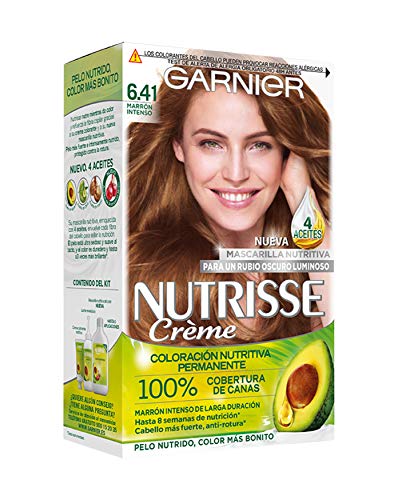 Garnier Nutrisse Creme Coloración permanente con mascarilla nutritiva de cuatro aceites - Marrón Intenso 6.41