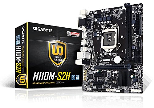 Gigabyte GA-H110M-S2H, Placa base (LGA 1151, DDR4 x 2, 2133 MHz, VGA, HDMI, DVI, M-ATX), Color negro