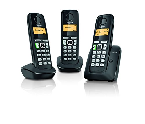 Gigaset A220 Trio - Telefono inalambrico, Pack de 3 Unidades, Manos Libres