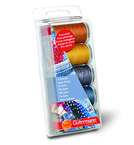 Gutermann Jeans - Juego de hilos de costura, 5 bobinas, tonos vaqueros