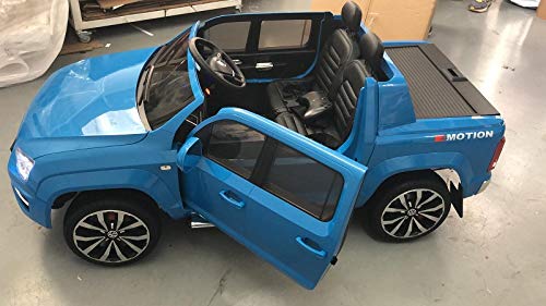 Indalchess Coche Volkswagen Amarok 4x4, 2 plazas, Pantalla MP4 - Azul, Mando RC Parental