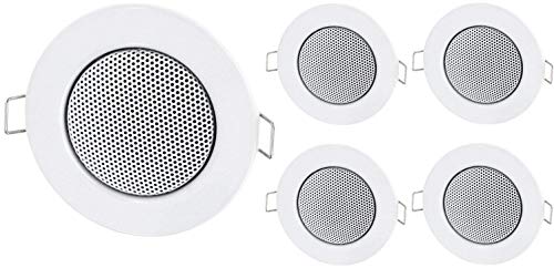 Juego de 5 minialtavoces empotrables para el techo, metal, diseño de halógenos, color blanco