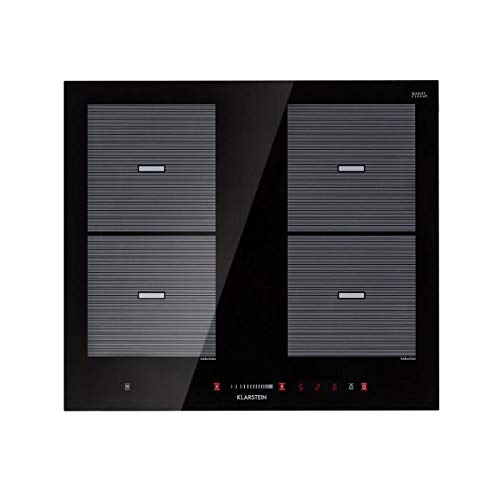 Klarstein Virtuosa Flex 60 Placa de inducción - 4 zonas de cocción, 7200W, Vitrocerámica, Encastrable, ThermoBoost, Flexzone, Temporizador, Control parental, Negro