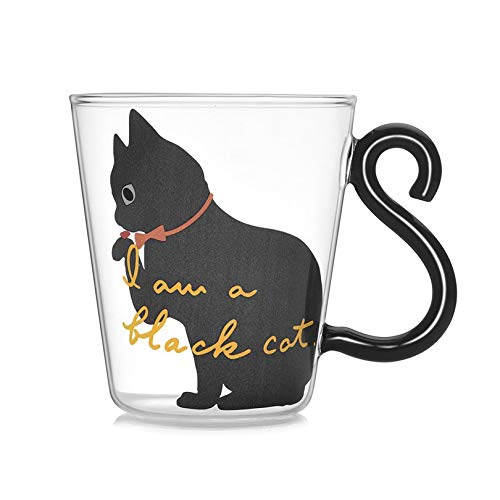 Lindo Gatito Vaso de Agua Taza de Agua Gato Cola Mango Mango Leche té café Jugo de Frutas Taza Drinkware Home Office Taza Amantes Regalos Cloverclover