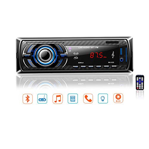 LSLYA Receptor de audio estéreo para automóvil Radio FM Reproductor de MP3 / WMA Pantalla TFT Radio FM Coche con Bluetooth USB / SD / AUX / MMC Único Din en el tablero con control remoto