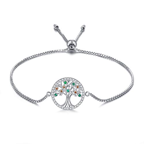 MEGA CREATIVE JEWELRY Pulseras Árbol de la Vida para Mujer Plata 925 con Cristales