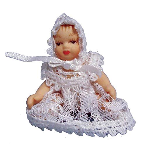 Melody Jane Casas de Muñecas Victoriana Bebé en Encaje Blanco Miniatura Porcelana Personas