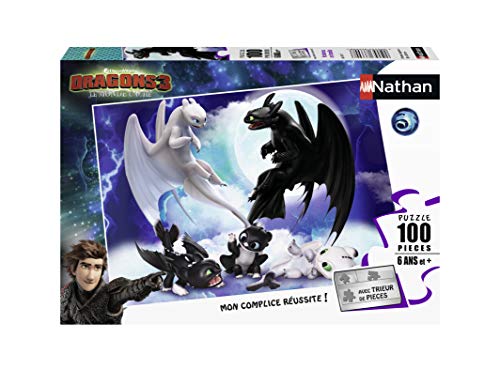 Nathan 4005556867677 - Puzzle para niños, niños, niños, Juguetes, 3 años, Dragones, krokmou, Harold, Viking, 100 Piezas